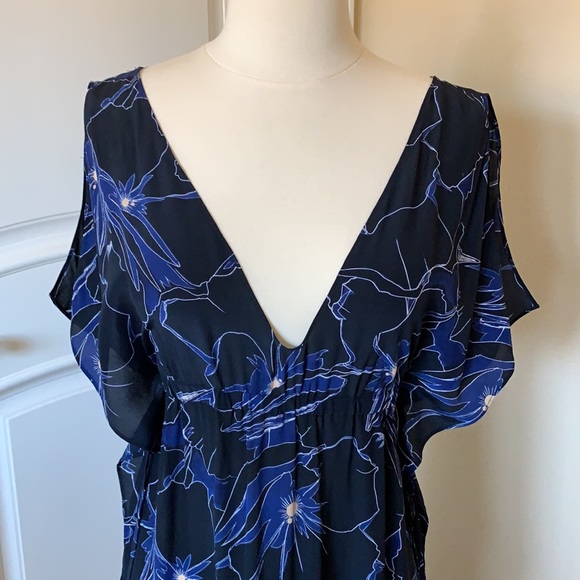 CLUB MONACO Blue Silk Maxi Dress, Size 2 - Picture 4 of 15